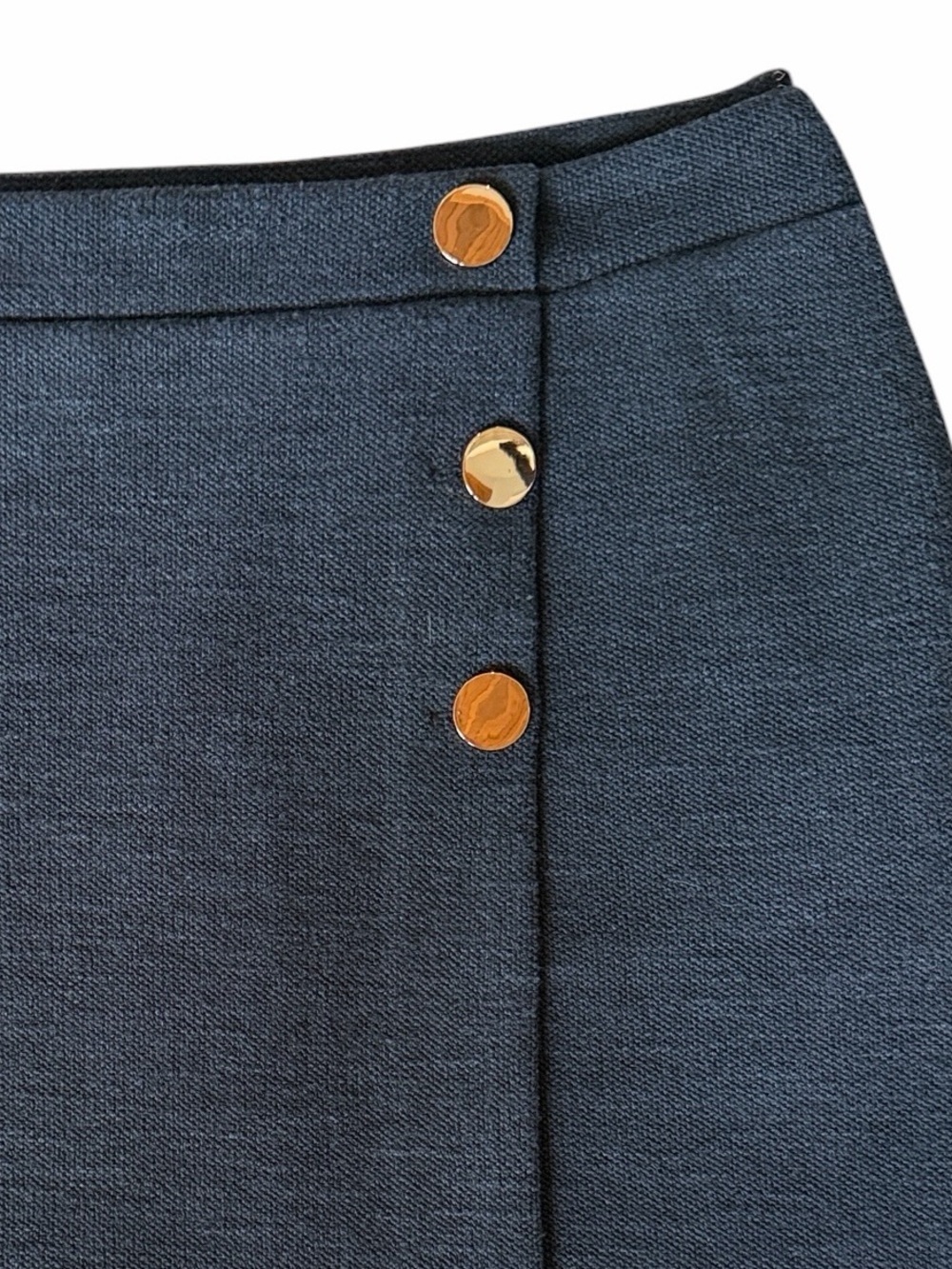 LOFT Navy Mini Skirt with Gold Buttons size 4 - Picture 2 of 6